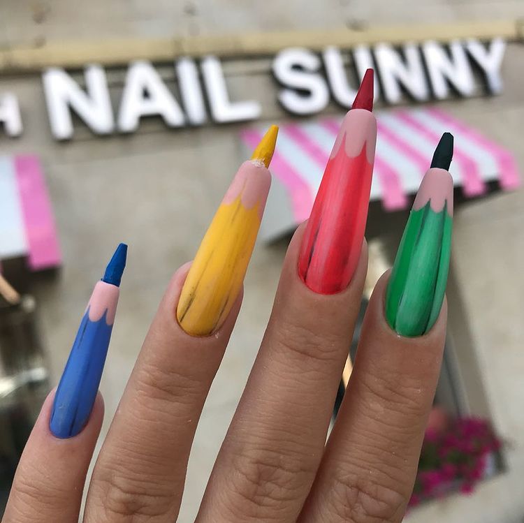 Colored Pencil Nail Art Manicure