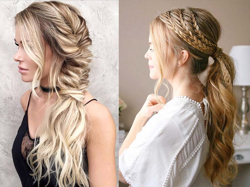 low ponytail with braids