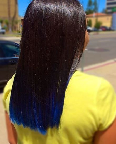 صبغة شعر أطراف باللون الأزرق النيلي