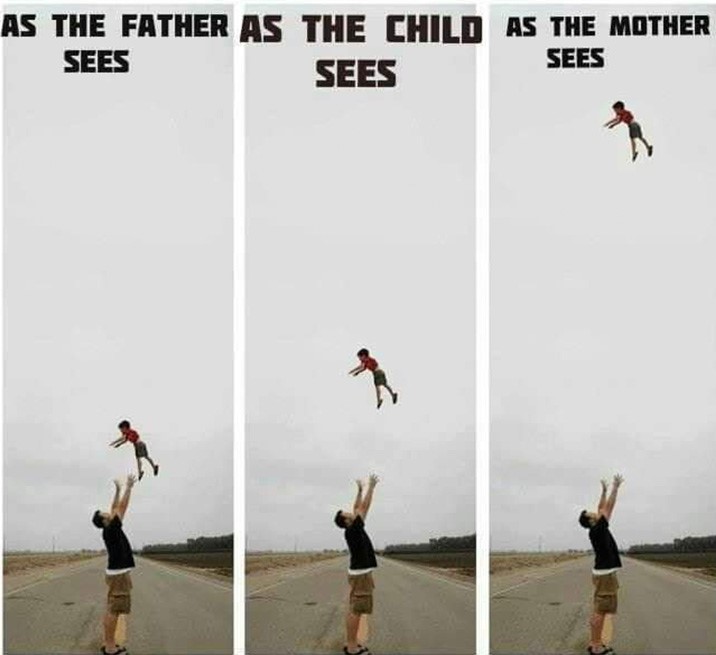 بالصور: مقارنات مضحكة بين الأمهات والآباء في تربية الطفل