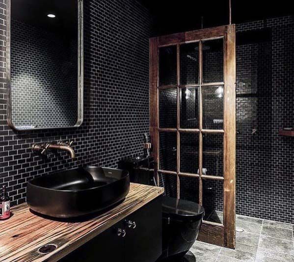 حمام مودرن باللون الأسود