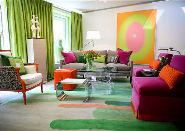 ديكور غرفة جلوس بألوان حيوية