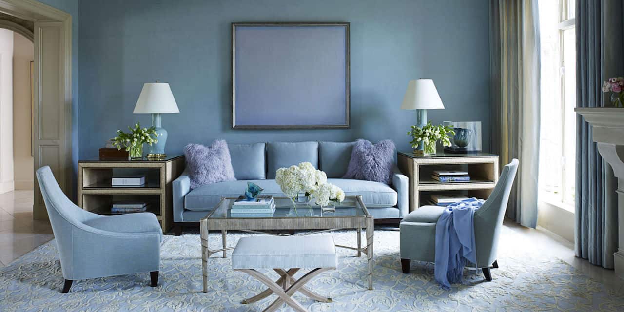 ديكور غرفة جلوس لون أزرق