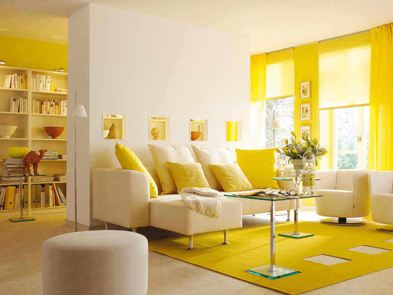 ديكور غرفة جلوس لون أصفر