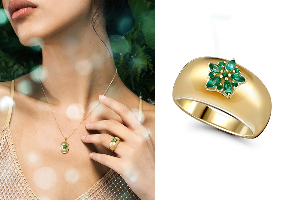 GFG Jewellery by Nilufer x Gemfields Emerald Fleur